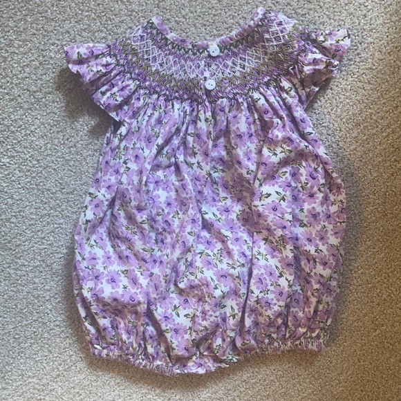 Smocked Sweets Bubble 2t Purple Floral - Picture 2 of 3